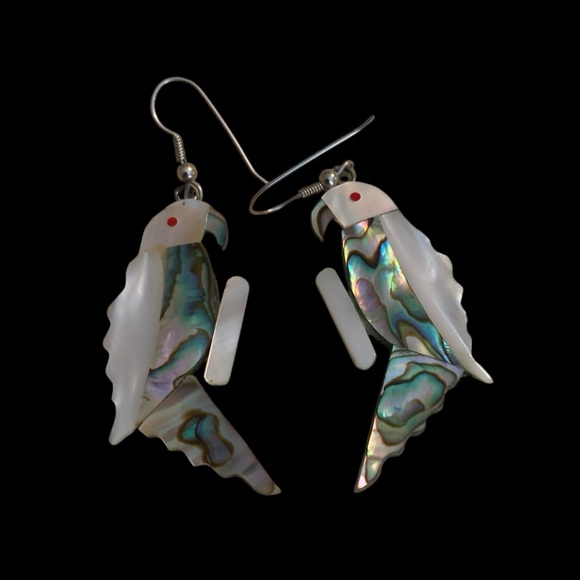1980’s Abalone Alpaca Mexico Earrings - Picture 4 of 6
